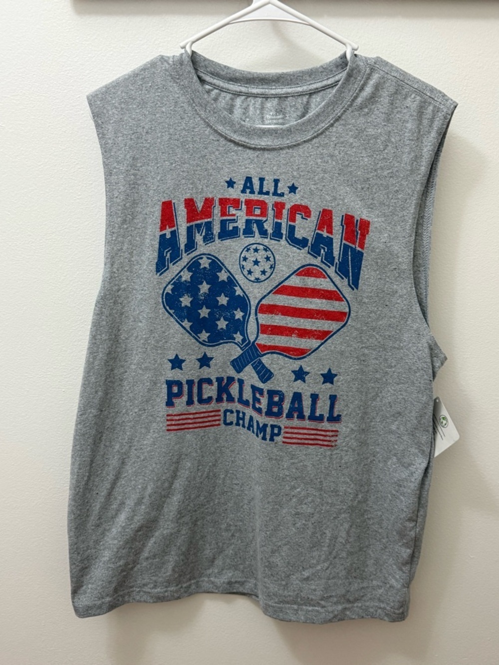 All American Pickleball Champ Gray Sleeveless Tee